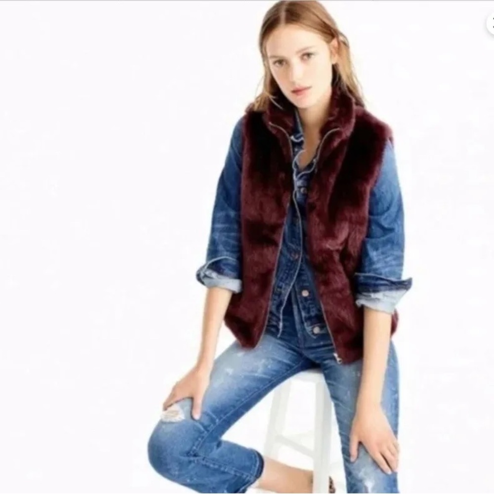 J.Crew Women's Burgundy Faux Fur Vest